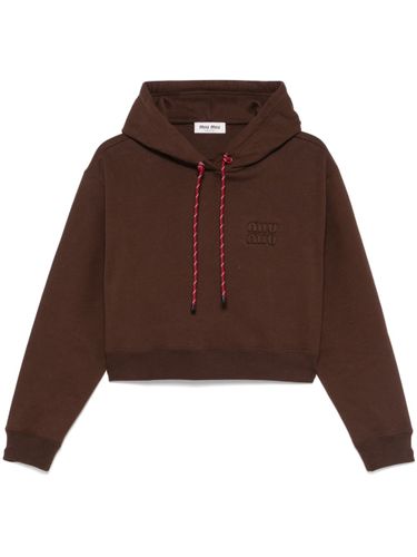 MIU MIU - Logo Cotton Hoodie - Miu Miu - Modalova