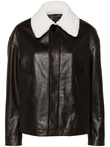 Shearling Collar Leather Jacket - Bottega Veneta - Modalova