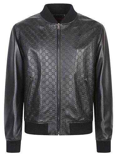 GUCCI - Gg Leather Bomber Jacket - Gucci - Modalova