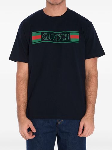 GUCCI - Web Detail Cotton T-shirt - Gucci - Modalova