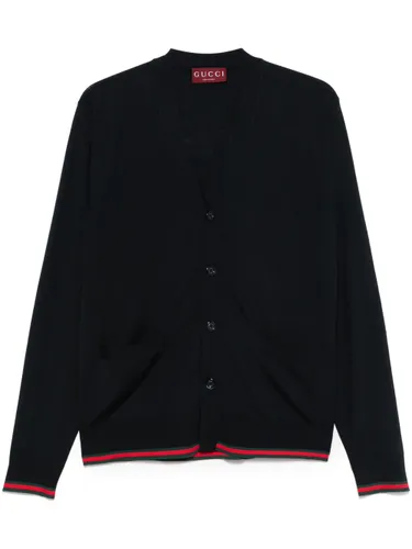 GUCCI - Web Detail Wool Cardigan - Gucci - Modalova