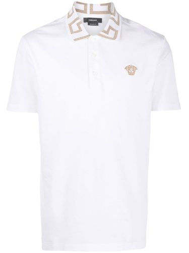 Cotton Polo Shirt With Logo - Versace - Modalova