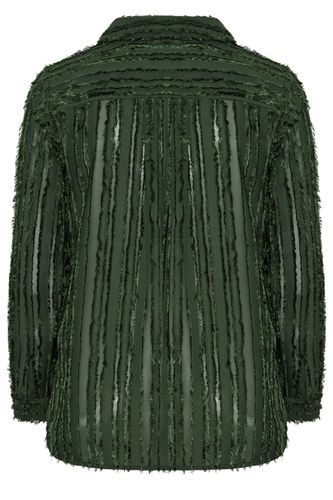 Chemise Verte À Rayures En Jacquard Texturé Size 50 - Yours London - Modalova