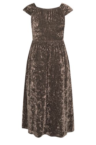 Robe Marron En Velours Size 40 - Yours London - Modalova