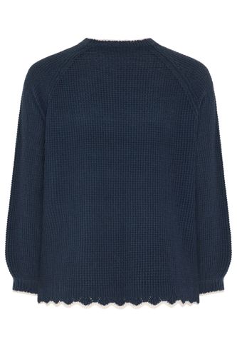Pull Bleu Marine En Maille Gaufrée Contrastante Size 54-56 - Yours - Modalova