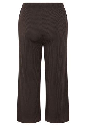 Plus Size Chocolate Ribbed Pull On Trousers Size 42 - Yours - Modalova
