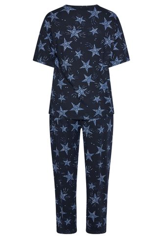 Plus Size Navy Star Soft Touch Wide Leg Pyjama Set Size 50-52 - Yours - Modalova