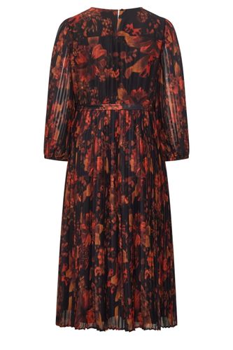 Robe Plissée Rouge À Fleurs Floues Size 58-60 - Yours London - Modalova