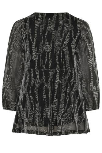 Top Cachecœur Noir Et Argent Métallisé Size 46 - Yours London - Modalova