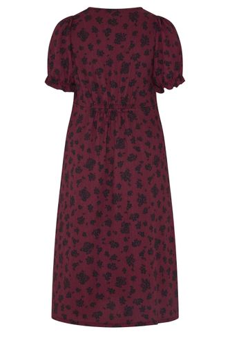 Robe De Thé Rouge Bordeaux À Fleurs Size 40 - Yours - Modalova