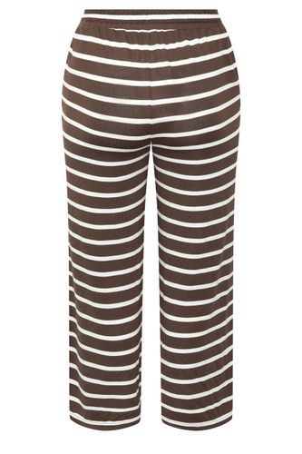 Pantalon À Rayures Marron Chocolat À Taille Nouée Size 42 - Yours - Modalova
