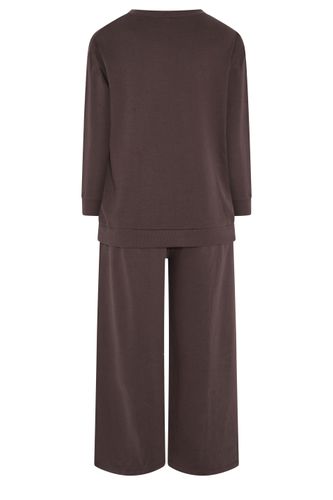 Ensemble Marron Sweatshirt À Épaules Dénudées Et Pantalon De Jogging Large Size 62-64 - Yours - Modalova