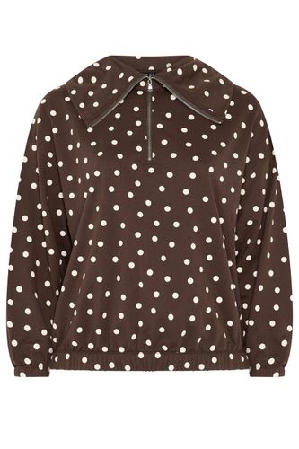 Sweat À Capuche Semizippé Marron À Pois Size 46 - Limited Collection - Modalova