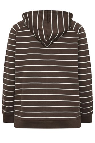 Sweat À Capuche Zippé Marron Chocolat À Rayures Size 46 - Yours - Modalova