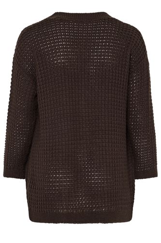Cardigan En Maille Gaufrée Marron Chocolat Size 46-48 - Yours - Modalova