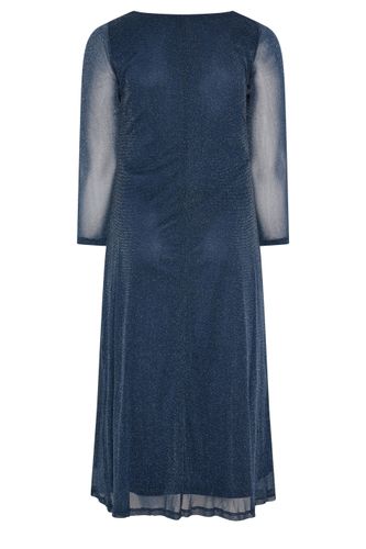 Robe Longue Bleu Marine Métallisée À Effet Noué Size 50 - Yours London - Modalova