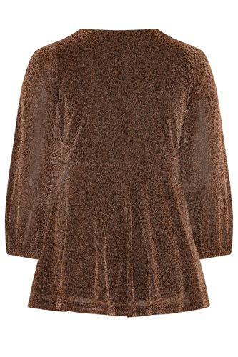 Top Cachecœur Marron À Imprimé Léopard Métallisé Size 46 - Yours London - Modalova