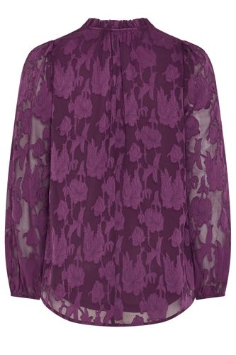 Blouse Violette À Fleurs Avec Col Volanté Size 48 - Yours - Modalova