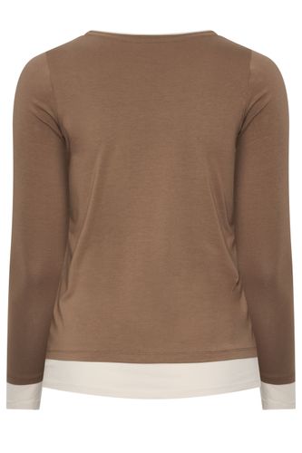 Plus Size Contrast Hem Long Sleeve Tshirt Size 48 - Limited Collection - Modalova
