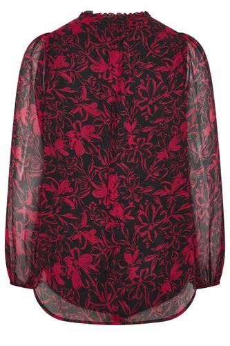 Blouse Rouge À Fleurs Avec Encolure Volantée Size 42 - Yours - Modalova