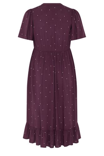 Robe Bordeaux À Pois Avec Demipatte De Boutonnage Size 48 - Yours - Modalova