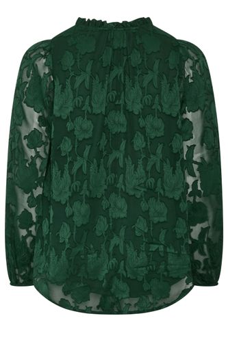 Blouse Grande Taille Verte Texturée À Motif Abstrait Avec Col Volanté Size 58-60 - Yours - Modalova
