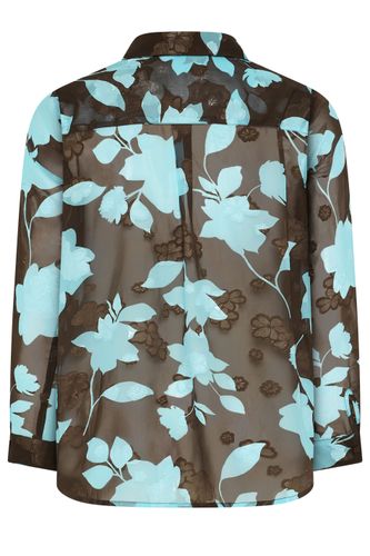Chemise En Jacquard Marron Chocolat Et Bleu Size 48 - Yours London - Modalova