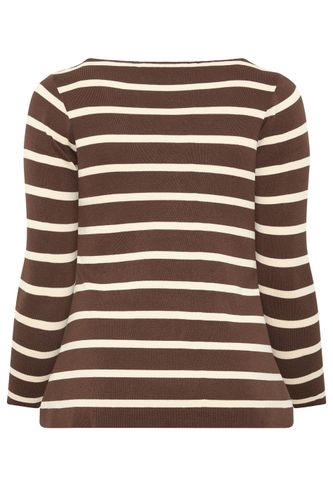 Cardigan Marron Rayé À Ourlet Évasé Size 46-48 - Limited Collection - Modalova