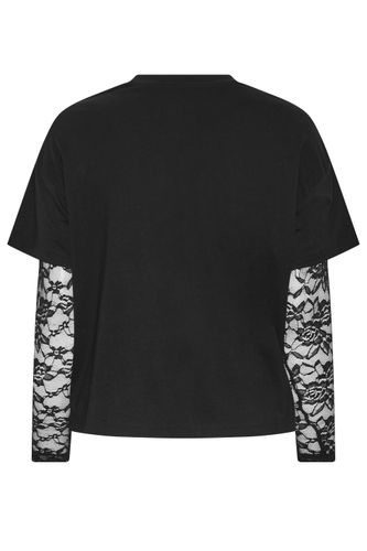 Tshirt Noir À Imprimé Tête De Mort Avec Manches En Dentelle Size 66-68 - Limited Collection - Modalova