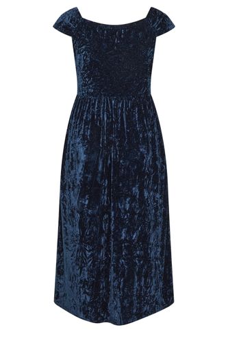 Robe Bleue En Velours Size 40 - Yours London - Modalova