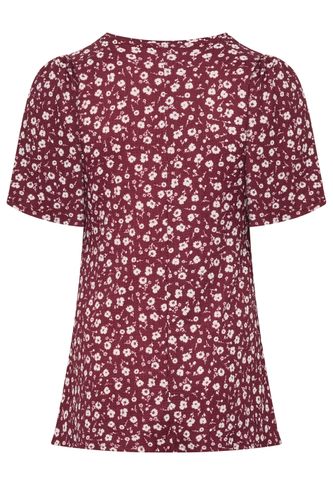 Top Texturé Rouge À Fleurs Plissé Sur Le Devant Size 48 - Yours - Modalova