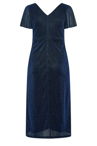 Robe Cachecœur Bleu Métallisé Size 40 - Yours London - Modalova