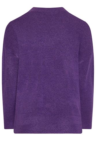 Pull À Col En V Violet En Maille Size 42-44 - Yours - Modalova