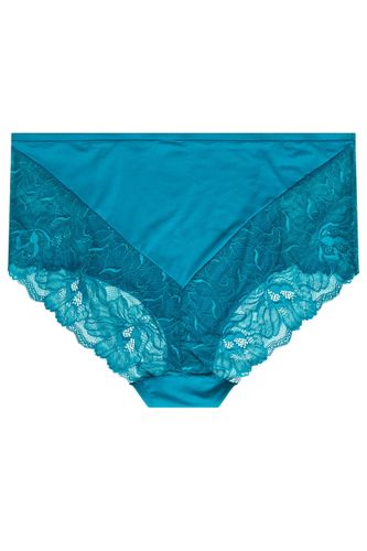 Plus Size Teal Microfibre Lace Full Briefs Size 38-40 - Yours - Modalova