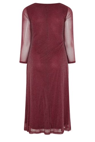 Robe Longue Rouge Effet Métallisé Avec Nœud Size 44 - Yours London - Modalova