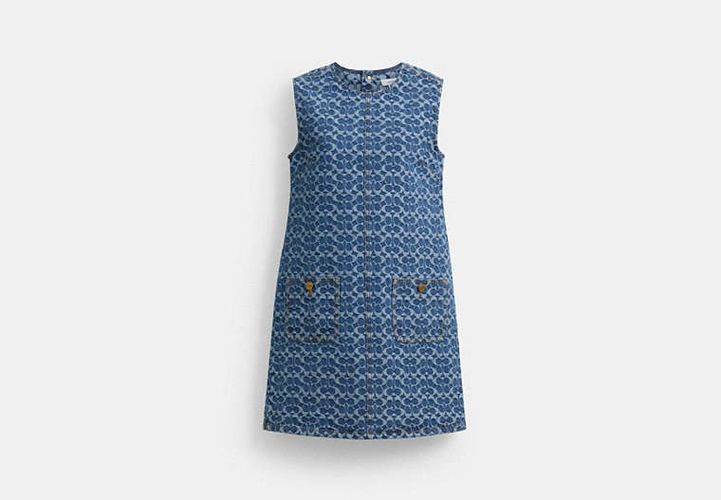 Mini robe en denim exclusif de coton biologique - COACH - Modalova
