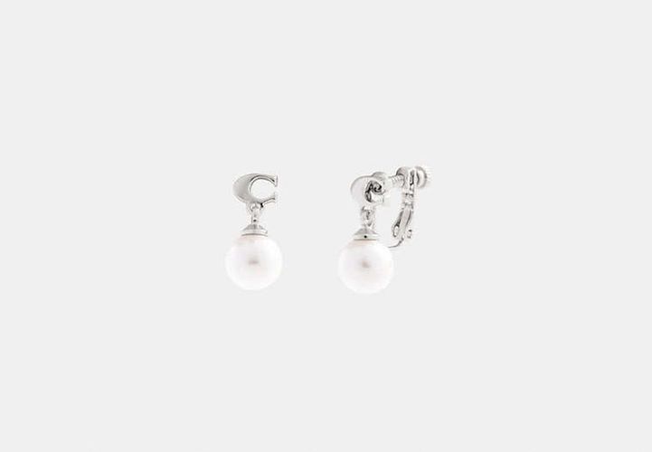 Boucles d'oreilles pendantes exclusives avec perle - COACH - Modalova