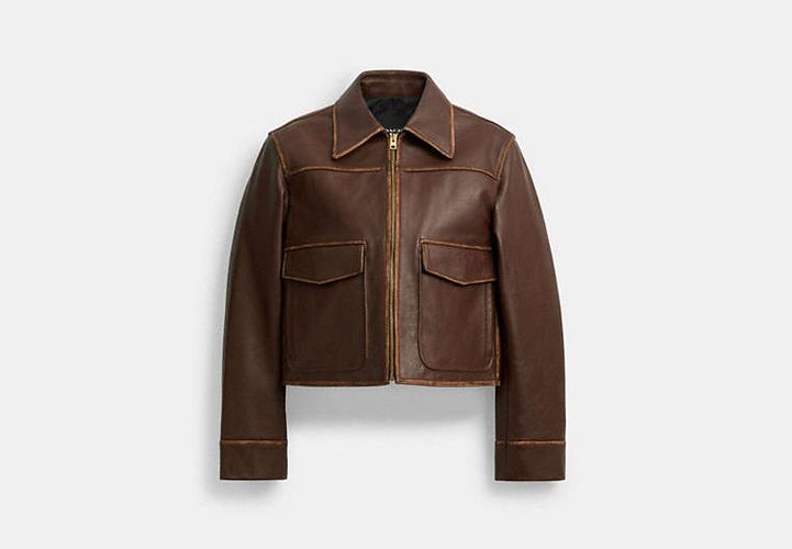 Blouson d'aviateur en cuir de style rétréci - COACH - Modalova
