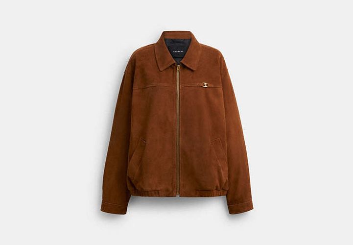 Blouson En Daim Oversize Avec « C » Traditionnel - COACH - Modalova
