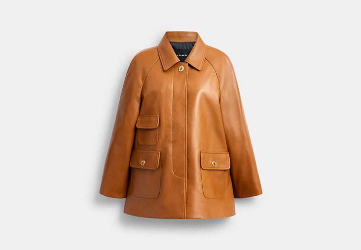 Manteau évasé En Cuir à Fermoir Pivotant - COACH - Modalova