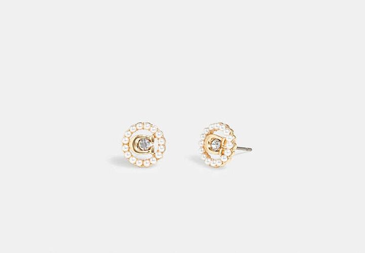 Boucles D'oreilles Cloutées Avec Perle - COACH - Modalova