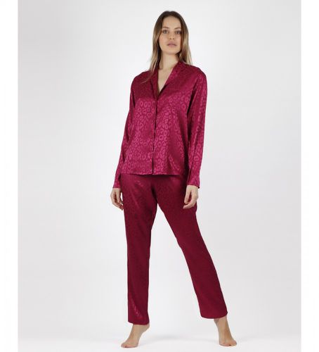 Pyjama ouvert Satin Léopard marron (S), Homewear, Grenat, Polyester, Manche longue - Admas - Modalova