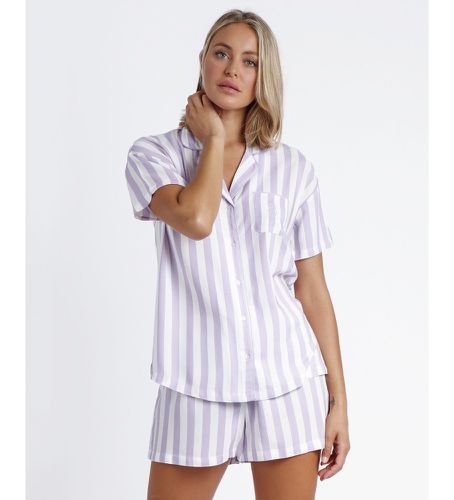 Pyjama ouvert Rayures classiques lilas (M), Homewear, Violet, Viscose, Manche courte - Admas - Modalova