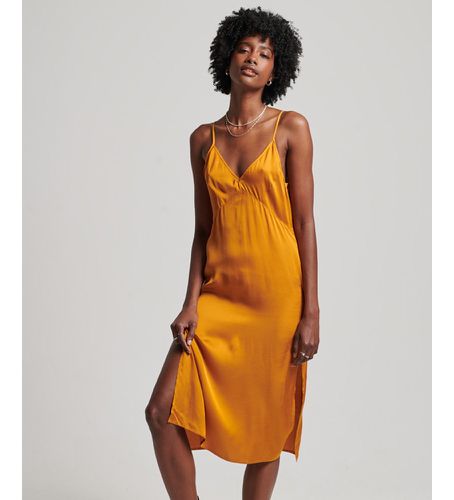 W8011421A Robe midi en satin avec bretelles jaunes (S), Casuel, Fête, Viscose, Sans manches / bretelles - Superdry - Modalova