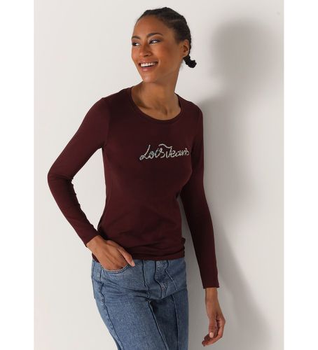 T-shirt basique à manches longues marron avec logo pierres-bijoux (XS), Casuel, Grenat, Coton, Manche longu - Lois Jeans - Modalova