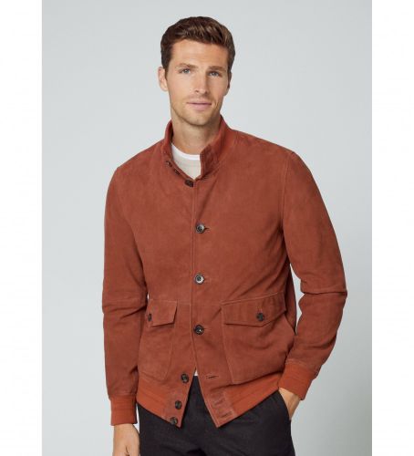 HM402992 Blouson bombardier en cuir marron (M), Casuel, Manche longue - Hackett London - Modalova