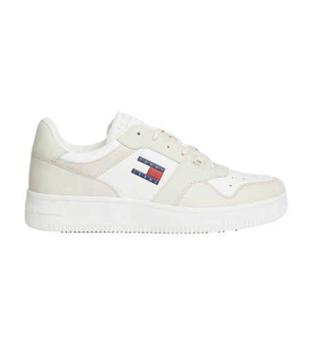 EM0EM01395 Essential Retro Basket Leather Sneakers (43), Cuir, Blanc, Plat, Lacets, Casuel - Tommy Jeans - Modalova