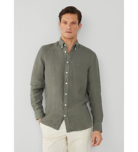 HM309743 Chemise verte teintée dans la masse (M), Casuel, Lin, Classique, Manche longue - Hackett London - Modalova