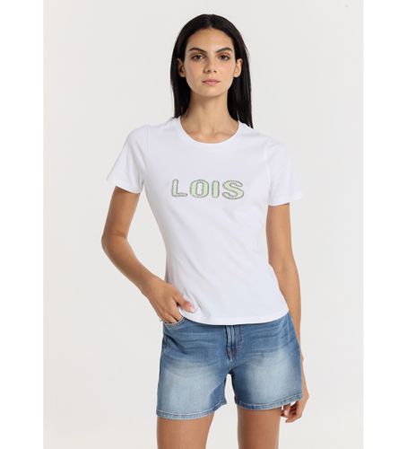 T-shirt à manches courtes avec logo en strass (XS), Casuel, Coton, Manche courte - Lois Jeans - Modalova