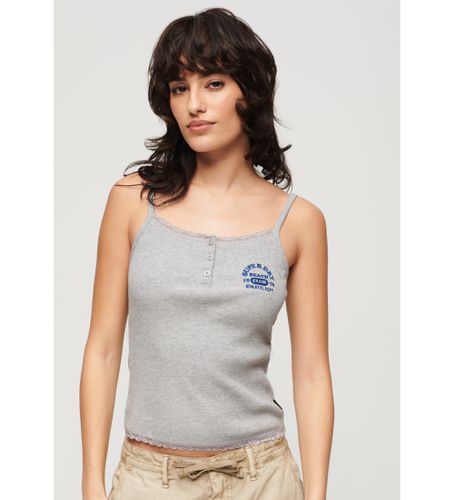 W6011880A Essential strappy top with buttons (L/XL), Casuel, Gris, Sans manches / bretelles, Le coton biologique - Superdry - Modalova